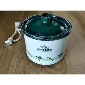 Rival Little Dipper Electric Stoneware Server 3204 Green-White Grapevine
